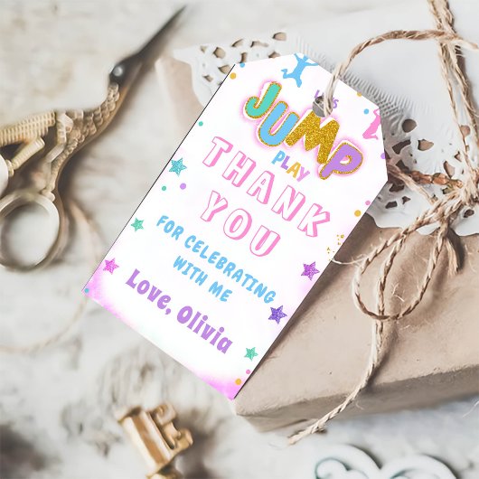 Jump Play Birthday Jump Trampolin Party Danke Geschenkanhänger