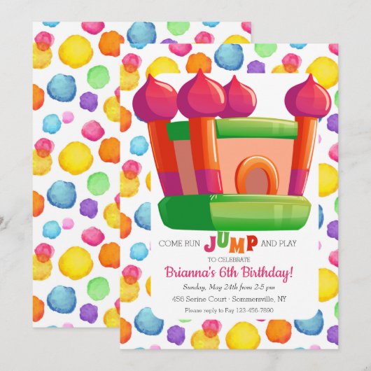 Jump Play Geburtstagsparty Einladung (Vorne/Hinten)