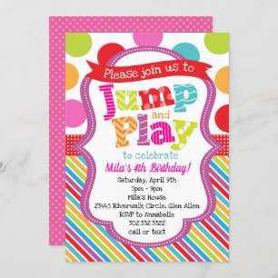 Jump & Play Polka Dot Stripe Party Einladung