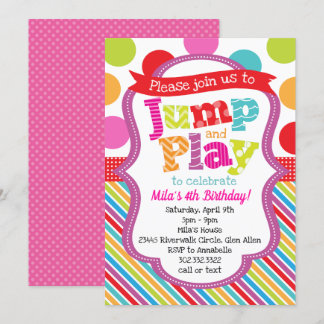 Jump & Play Polka Dot Stripe Party Einladung