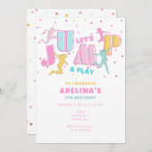 Jump & Play Trampolin Bounce House Girl Geburtstag Einladung (Vorne/Hinten)