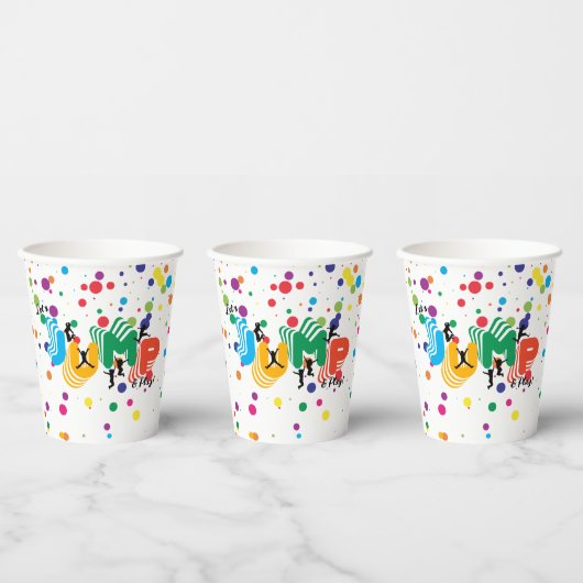 Jump Play Trampolin Park Party Kindergeburtstag Pappbecher (Multi)