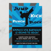 Jump Punch Kick Block Karate Party Geburtstag Einladung (Vorne/Hinten)