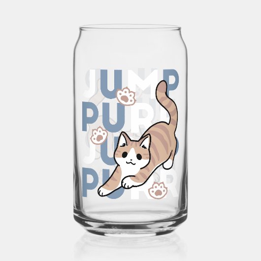 Jump Purr Jump: Spielerisches Cat Design mit Spaß  Dosenglas (Vorderseite)