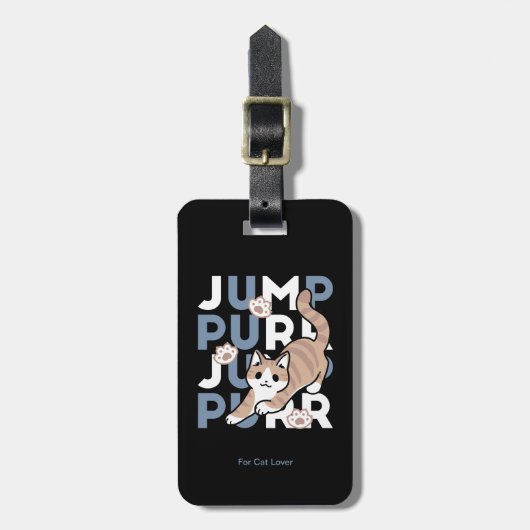 Jump Purr Jump: Spielerisches Cat Design mit Spaß Gepäckanhänger (Vorderseite vertikal)
