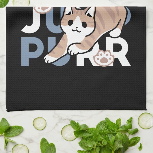 Jump Purr Jump: Spielerisches Cat Design mit Spaß Geschirrtuch (Gefaltet)