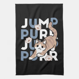 Jump Purr Jump: Spielerisches Cat Design mit Spaß Geschirrtuch