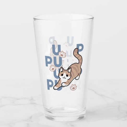 Jump Purr Jump: Spielerisches Cat Design mit Spaß Glas (Vorderseite)