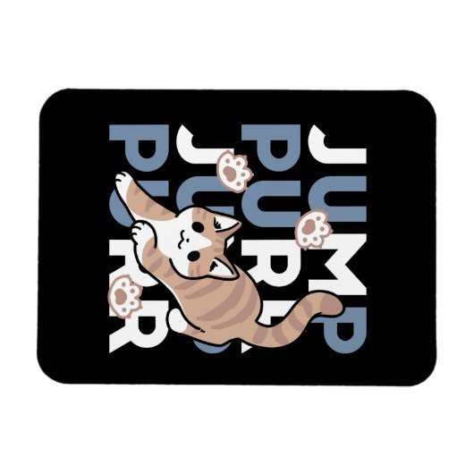 Jump Purr Jump: Spielerisches Cat Design mit Spaß Magnet (Horizontal)