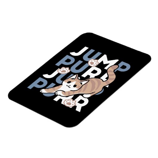 Jump Purr Jump: Spielerisches Cat Design mit Spaß Magnet (Linke Seite)