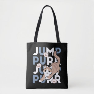Jump Purr Jump: Spielerisches Cat Design mit Spaß  Tasche