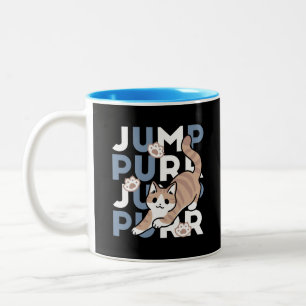 Jump Purr Jump: Spielerisches Cat Design mit Spaß  Zweifarbige Tasse