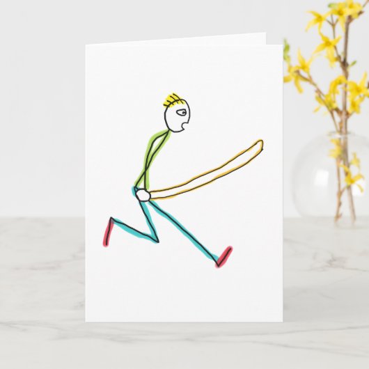 Jump Rope Skipping Stickman Karte (Gelbe Blume)