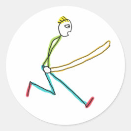 Jump Rope Skipping Stickman Runder Aufkleber