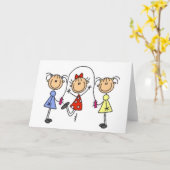 Jump Roping-Strichmännchen Karte (Gelbe Blume)