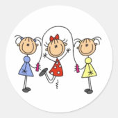 Jump Roping-Strichmännchen Runder Aufkleber (Vorderseite)