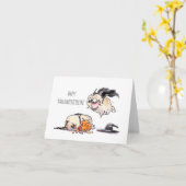 Jump Scare Happy Halloween Mops-Karte Karte (Gelbe Blume)