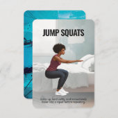 Jump Squats Fitness Card mit blauem Hintergrund Save The Date (Vorne/Hinten)