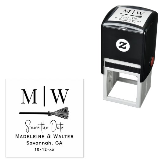 Jump the Broom 2 Initial Monogram Save the Date Permastempel (Beispiel)