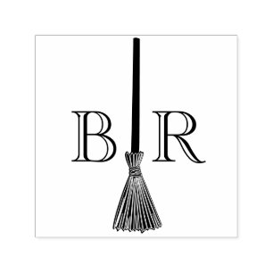 Jump the Broom C Couple Wedding 2 Initial Monogram Permastempel