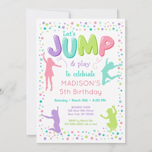 Jump Trampolin Bounce Party Geburtstag Einladung (Vorderseite)