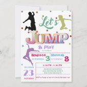 Jump Trampolin farbenfrohe Doppel-Geburtstagsparty Einladung (Vorderseite)