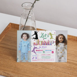 Jump Trampolin farbenfrohe Doppel-Geburtstagsparty Einladung