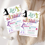 Jump Trampolin farbenfrohe Doppel-Geburtstagsparty Einladung