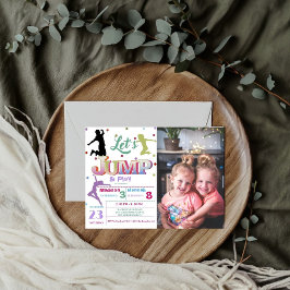 Jump Trampolin farbenfrohe Doppel-Geburtstagsparty Einladung