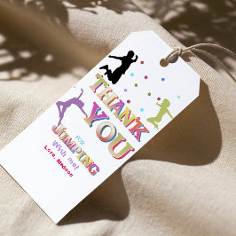 Jump Trampolin farbenfrohe Doppel-Geburtstagsparty Geschenkanhänger