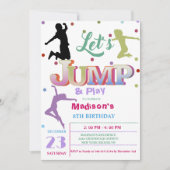 Jump Trampolin Farbige Mädchen Geburtstagsparty Einladung (Vorderseite)