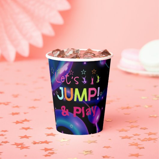 Jump Trampolin Farbige Mädchen Geburtstagsparty Pappbecher (Insitu)