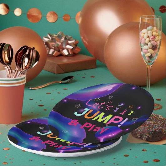 Jump Trampolin Farbige Mädchen Geburtstagsparty Pappteller (Multi)