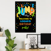 Jump Trampolin Geburtstag Begrüßungszeichen Poster (Heimbüro)