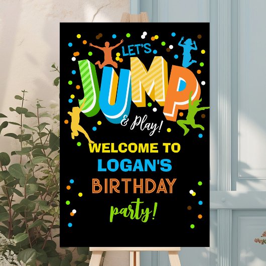 Jump Trampolin Geburtstag Begrüßungszeichen Poster