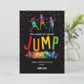 Jump Trampolin Kids Valentinstag Feiertagskarte (Stehend Vorderseite)