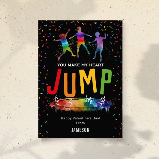 Jump Trampolin Kids Valentinstag Feiertagskarte