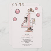 Jump & Tumble Gymnastics 4th Birthday Party Einladung (Vorne/Hinten)