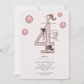 Jump & Tumble Gymnastics 4th Birthday Party Einladung (Vorderseite)