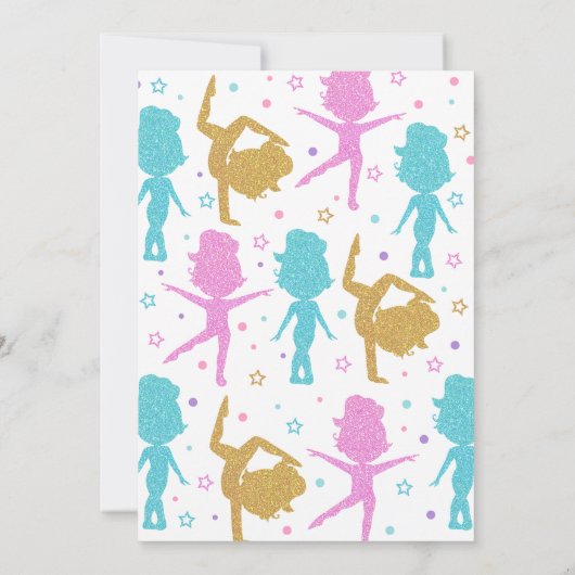 Jump Tumble Gymnastik Geburtstag Einladung (Rückseite)