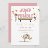 Jump & Tumble Gymnastik Geburtstagsparty Pink Einladung (Vorne/Hinten)