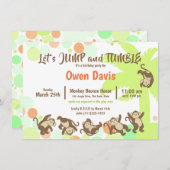 Jump Tumble Monkey Jungle Geburtstag Einladung (Vorne/Hinten)