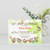 Jump Tumble Monkey Jungle Geburtstag Einladung (Stehend Vorderseite)