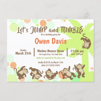 Jump Tumble Monkey Jungle Geburtstag Einladung