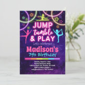 Jump Tumble & Play Gymnastics Girls Geburtstag Einladung (Stehend Vorderseite)