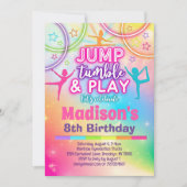 Jump Tumble & Play Rainbow Gymnastics Geburtstag Einladung (Vorderseite)