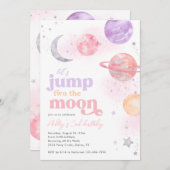 Jump TWO the Moon Birthday Einladung (Vorne/Hinten)