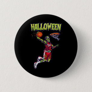 Jump Zombie Basketball Dunk Player Halloween Pumpk Button