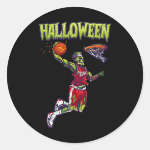 Jump Zombie Bysketbyll Dunk Player Halloween Pumpk Runder Aufkleber