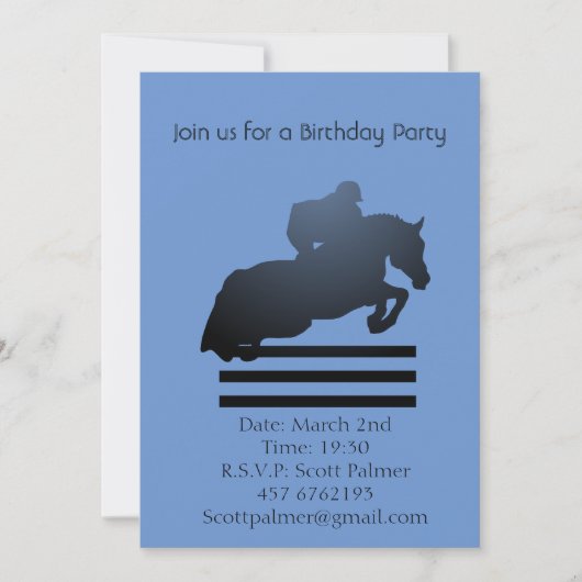 Jumper Clearing an Hindernis. Einladung (Vorderseite)